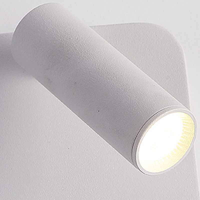 Modern Metal Wall Light Square 4" Wide Reading Wall Sconce with Switch for Bedroom