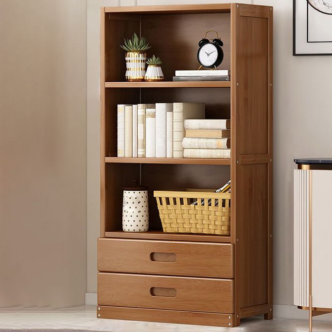 Contemporary Vertical Standard Bookcase Brown Manufactured Wood Bookshelf