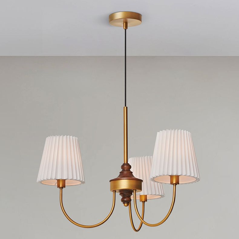 Cone Chandelier Light Traditional 3-Light Suspension Light with Fabric Shade