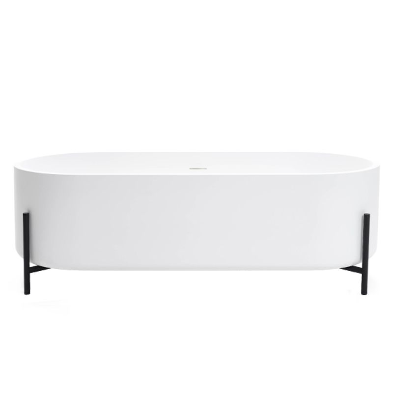 Oval Stone Soaking Bathtub Antique Finish Back to Wall Bath Tub