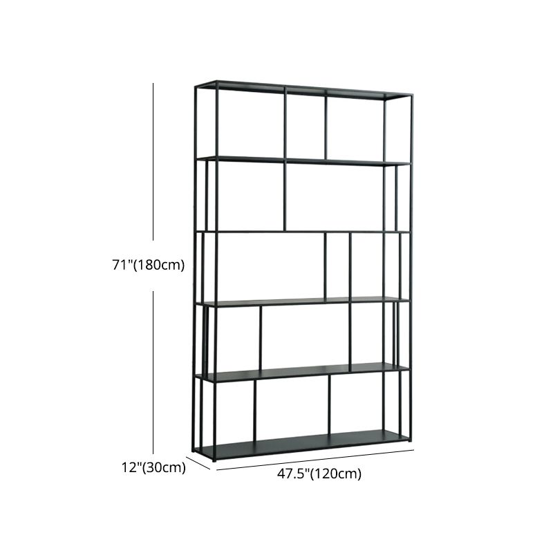 70.87"H Bookcase Black Open Back Modern Style Bookshelf for Home and Office