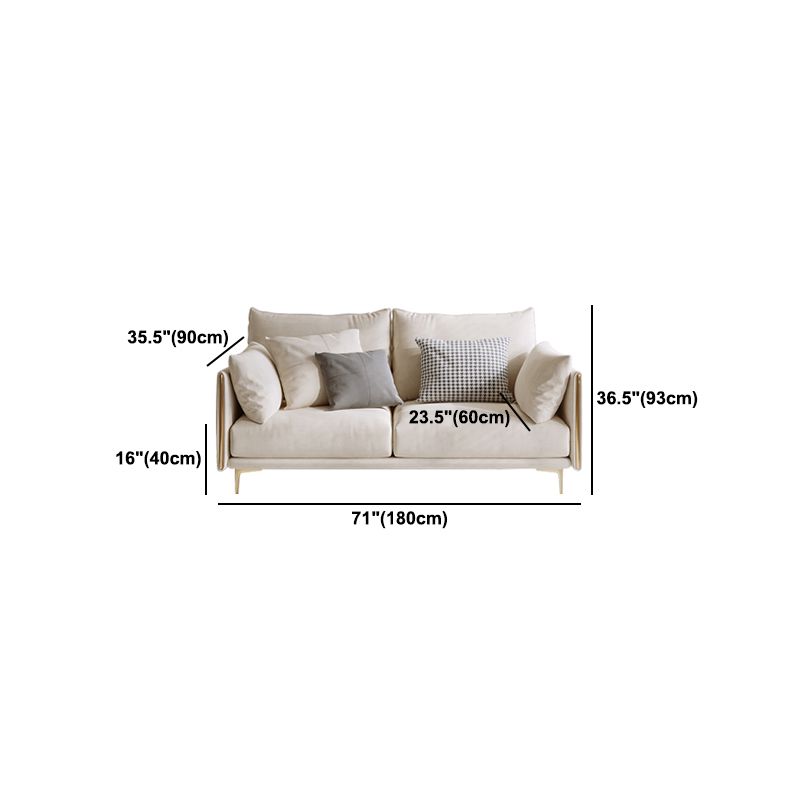 Contemporary Square Arm Settee Couch with Pillows in Beige for 1/2/3/4people