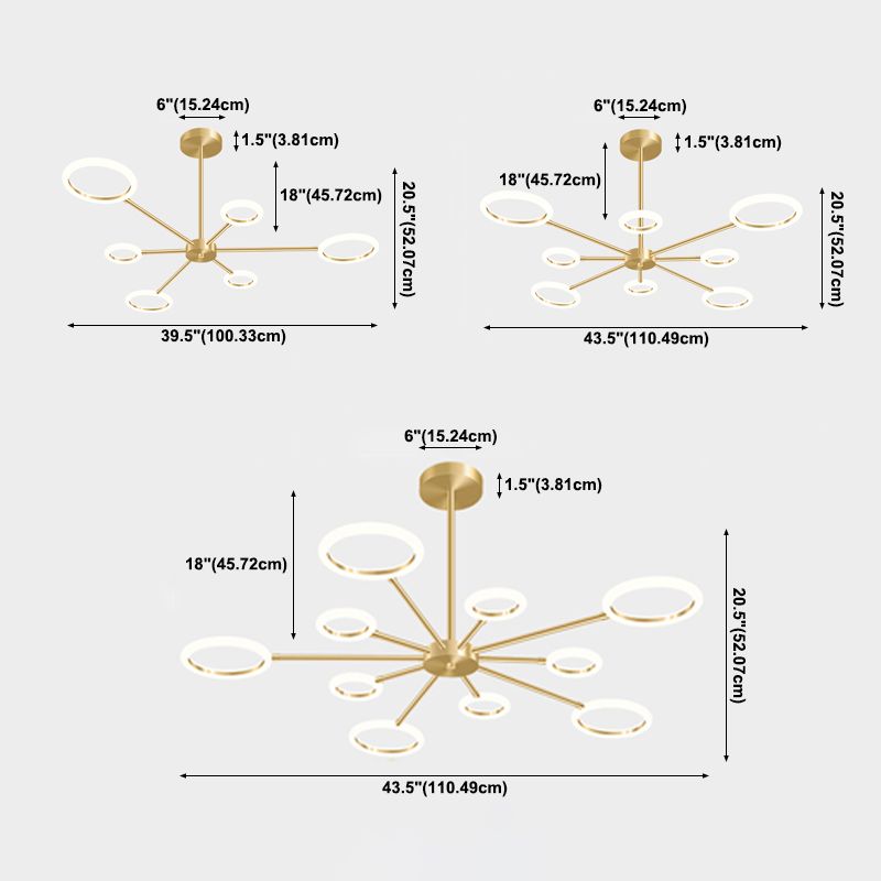 Acrylic Gold LED Pendant Light in Modern Artistic Style Lacquered Metal Chandelier for Living Room