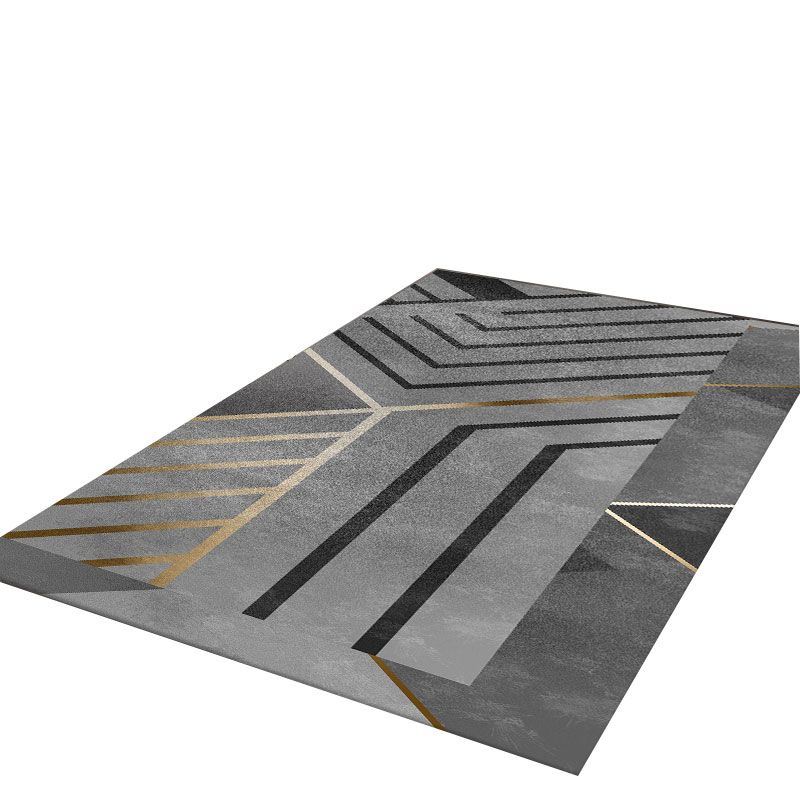 Dark Grey Rug Blending Graphic Rug Non-Slip Backing Rug for Living Room