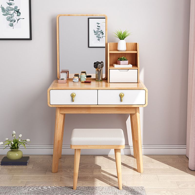 Solid Wood Make-up Vanity Scandinavian 3 Drawer Vanity Dressing Table