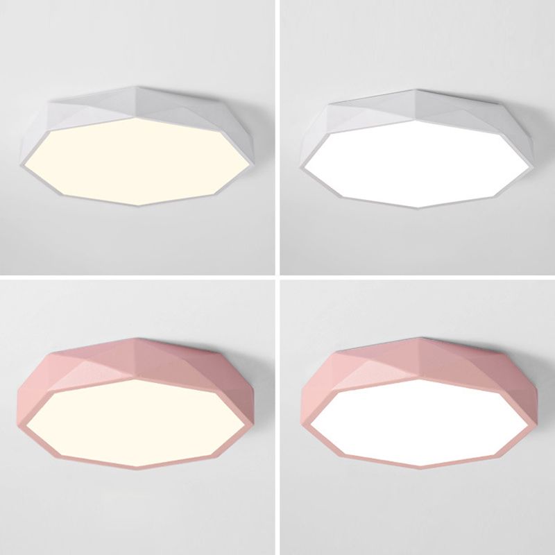 Lámpara de techo LED con forma octogonal moderna, soporte empotrado de 1 luz de hierro para comedor y dormitorio