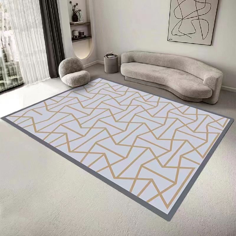 Light Brown Line Carpet Polyester Modern Carpet Washable Carpet for Home Decor