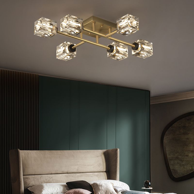 Cubo contemporáneo Flush Lighting Lighting de montaje de altura de cristal para sala de estar