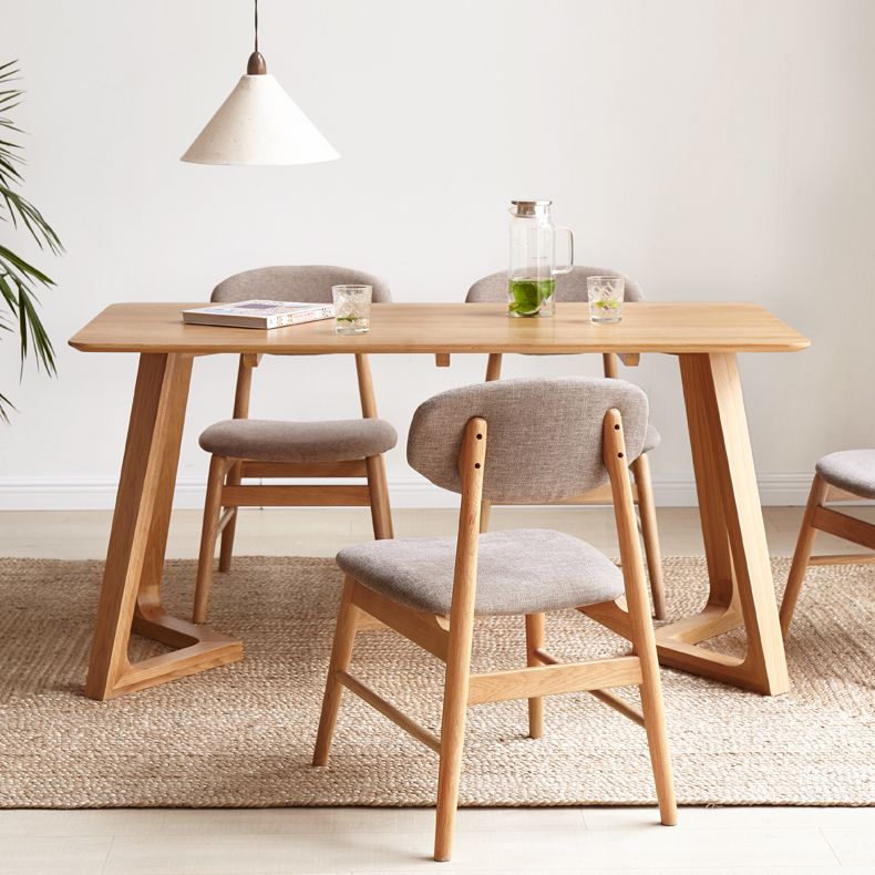 Nordic Wooden Dining Chair with 4 Legs 32"H Open Back Dining Side Chair for Restaurant