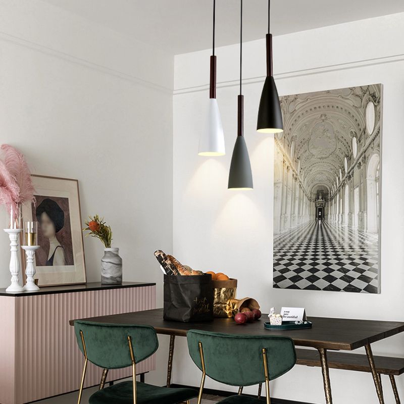 Cone Shape Hanging Lighting Modern Style Metal 1 Light Pendant Lamp for Bedside