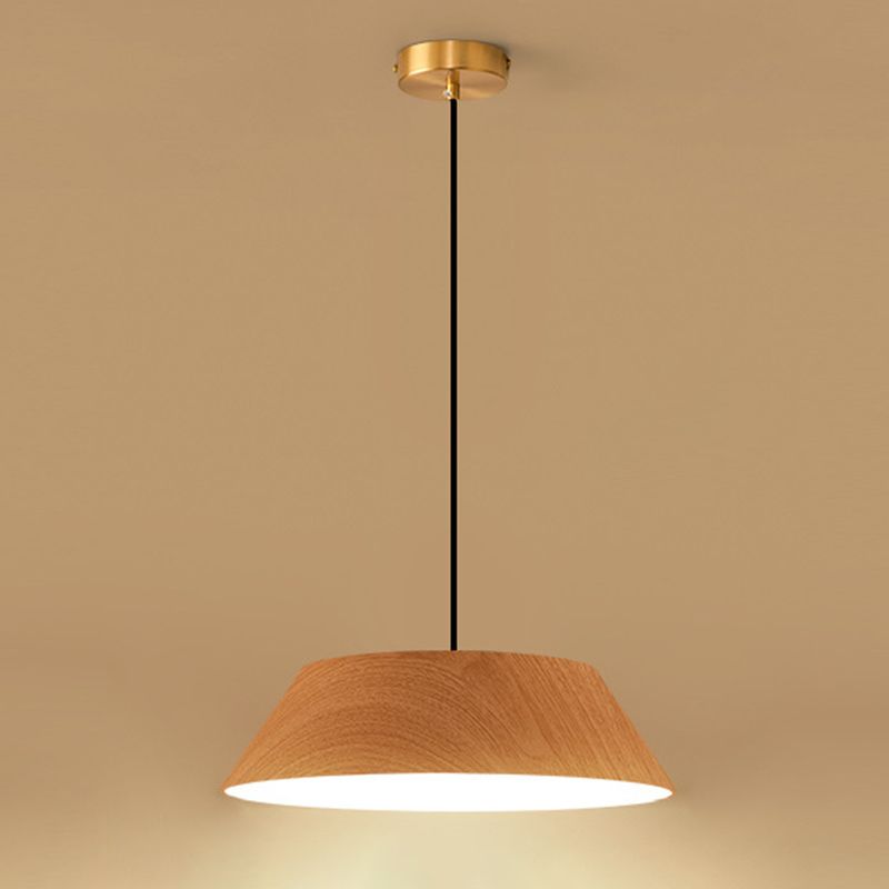 Wood Grain Tapered Hanging Lamp Nordic Metal LED Pendant Light with Acrylic Diffuser
