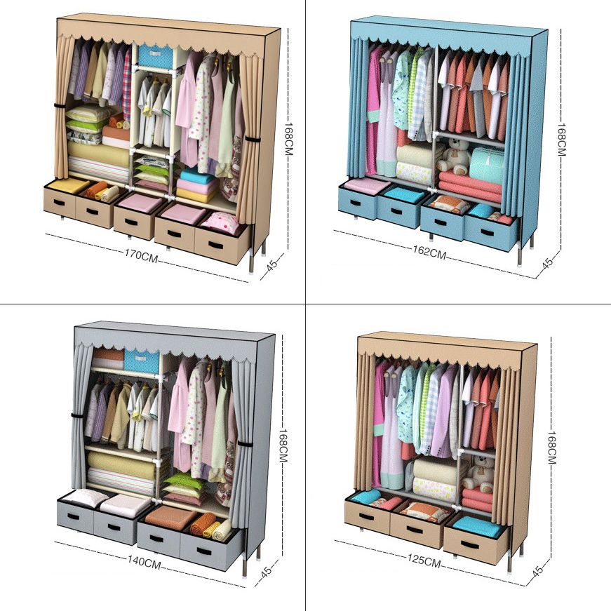 Contemporary Style Metal Wardrobe 3-drawer Wardrobe Closet for Bedroom