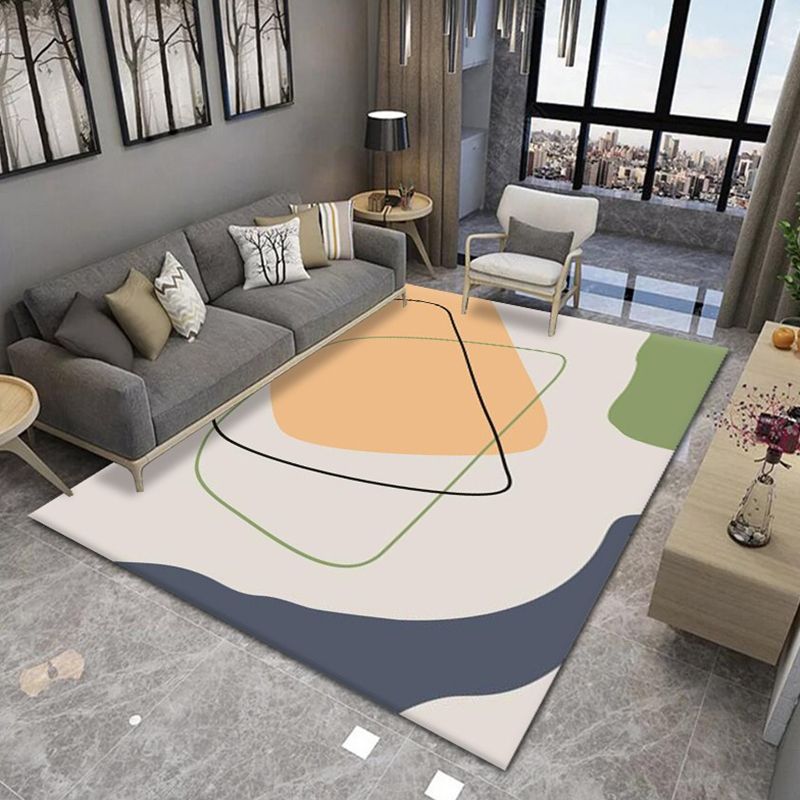 Light Orange Modern Rug Color Piece Polyester Rug Tear Resistant Rug for Living Room