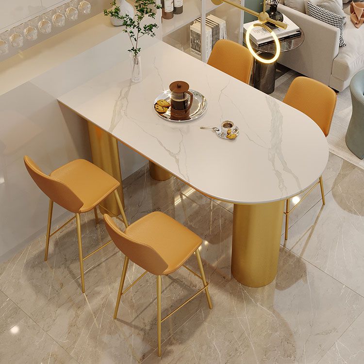 White Stone Top Counter Set Modern 1/2/5 Pieces Indoor Bar Stool and Table Set