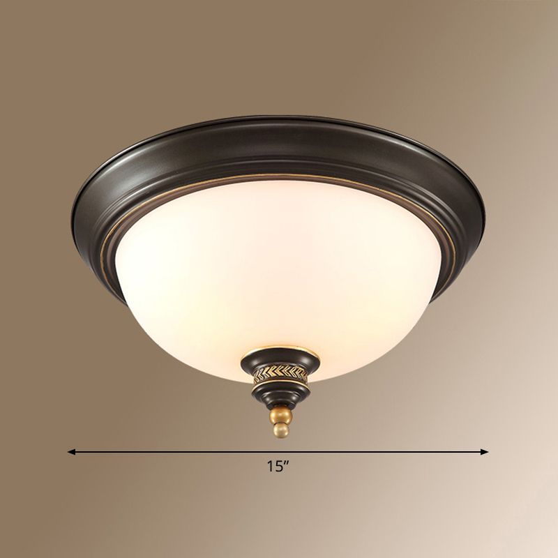 Classic Dome Shaped Ceiling Lighting Frosted Glass Flush Mount Light Fixture for Bedroom