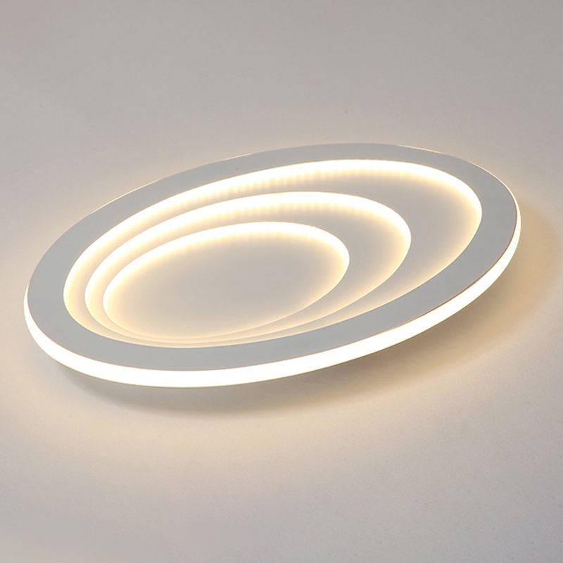 Plafonnier LED à montage encastré pour chambre à coucher, luminaire de plafond blanc de Style moderne avec abat-jour ovale en acrylique
