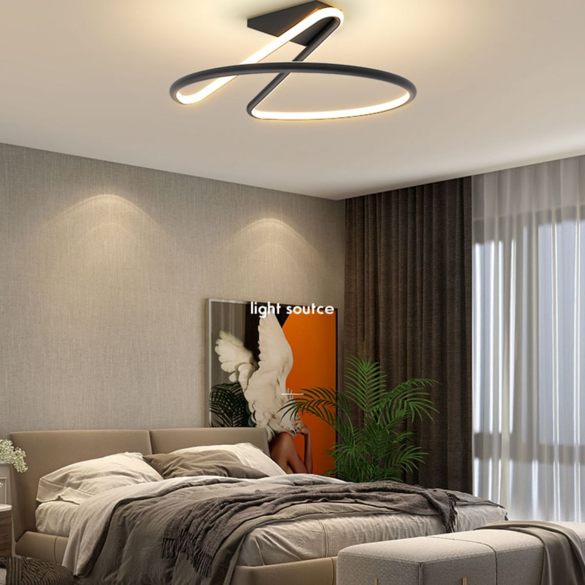 Linear Acrylique Flush Mount Modern Style 1-Light Ceiling Light Fixture for Bedroom