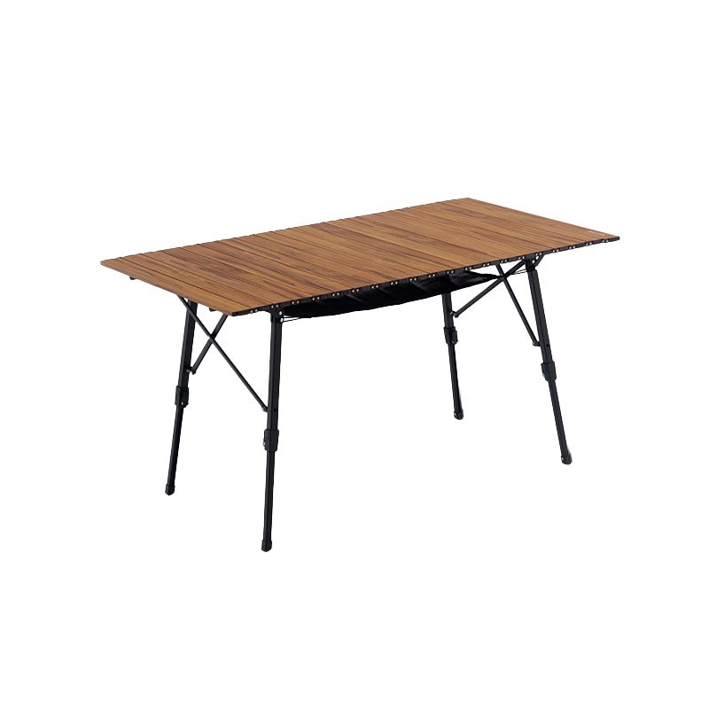 Wood Camping Table Industrial Rectangle Lift Table with Metal Frame