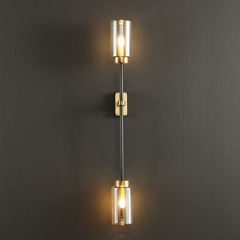 Noordse buisvormige wand sconce verlichting glazen slaapkamer wandlicht sconce in rookgrijs