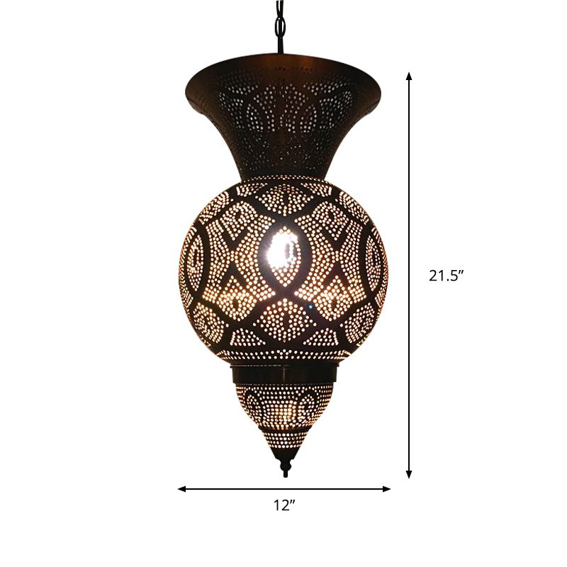 Metal Brass Hanging Lamp Egg/Vase/Capsule 1-Head Arab Pendant Ceiling Light with Oval/Spot/Double Ring Pattern
