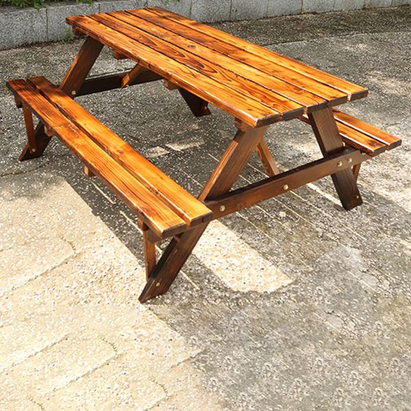 Farmhouse Rectangle Patio Table Water Resistant Picnic Table