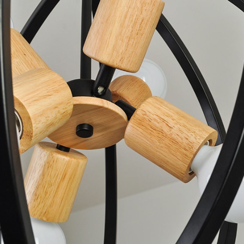 Globe Kronleuchter anheizt helles nordisches Holz LED schwarz/weiß hängende Anhängerlampe für Schlafzimmer