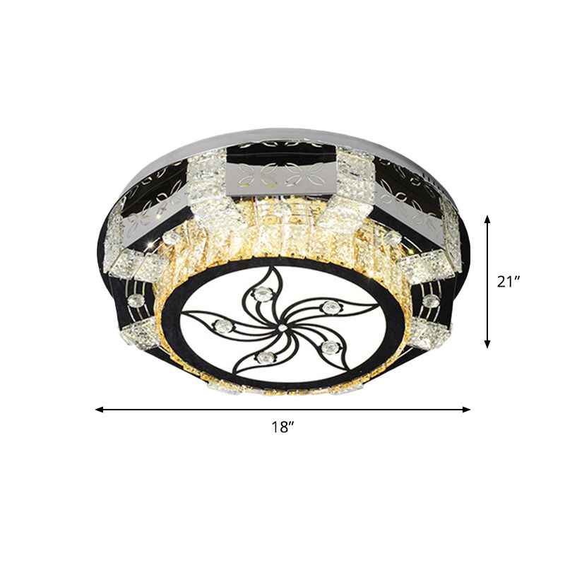 Lampe LED encastrée moderniste, abat-jour tambour, plafonnier en bloc de cristal en Nickel avec motif fleur/quatre feuilles