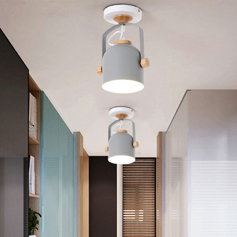 1 tasse légère Shade Flush Plafond Light Rotation Macaron Loft Metallic Plafond Lampe pour la salle de bain