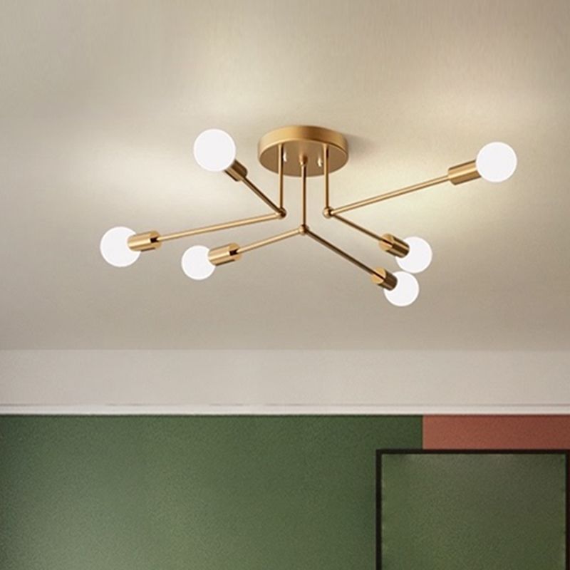 Zeitgenössische Sputnik Semi Flush Mount Glas Wohnzimmer Deckenmontage Leuchte Leuchte