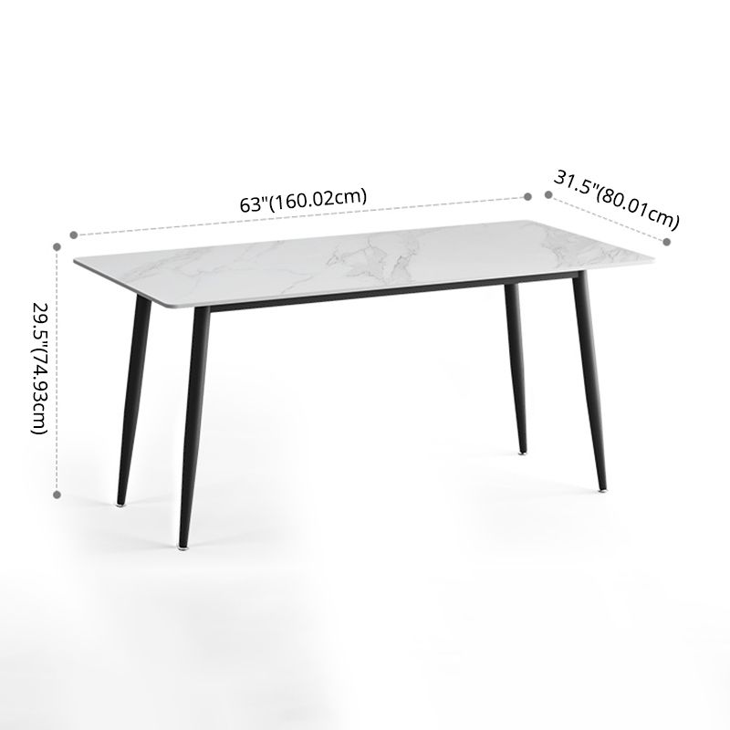 Modern Style Sintered Stone Dining Table Rectangular Dining Table with Metal Base