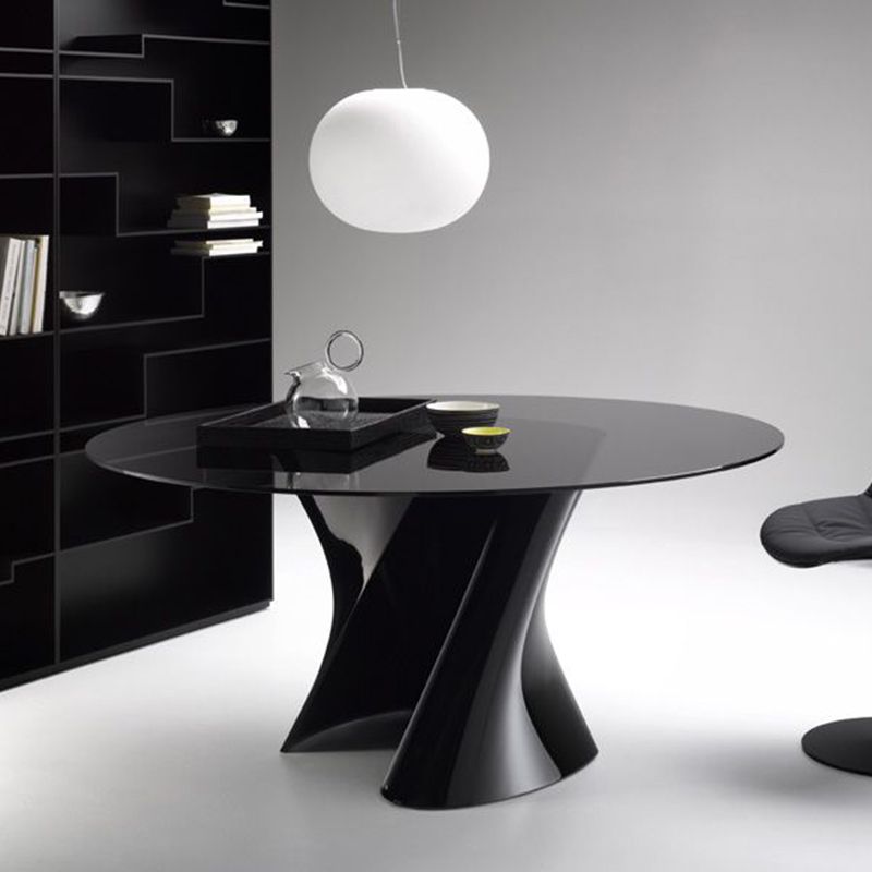 Modern Style Round Wood/Slate Table with Abstract Base Coffee Table