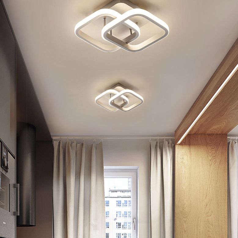Geometric Semi Mount Lighting Simple Style Metal LED Aisle Semi Flush Light Fixture