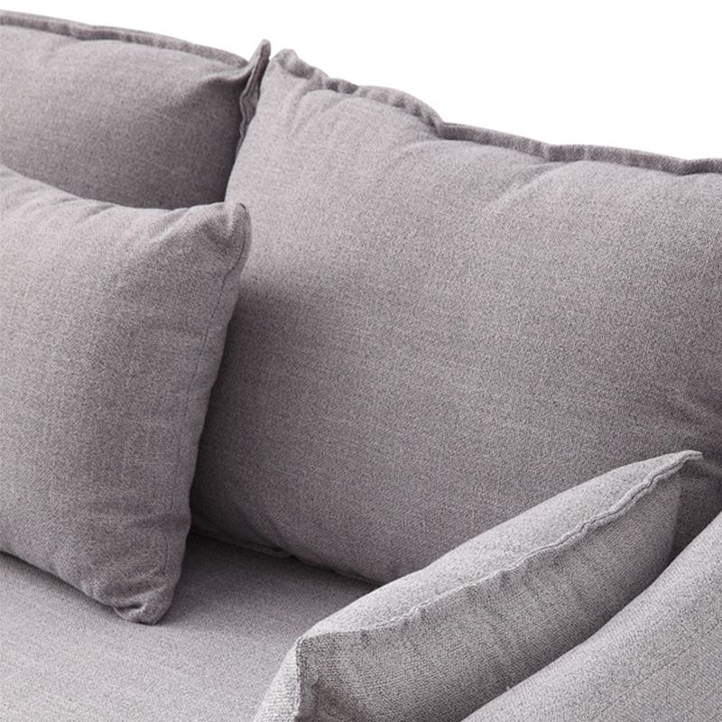 Modern Fabric Stationary Sofa 1/3-seat Flared Arm Sofa in Grey