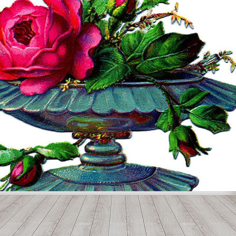 Floral Printed and Plate Mural Wallpaper Pastel Color Modern Wall Covering for Bedroom