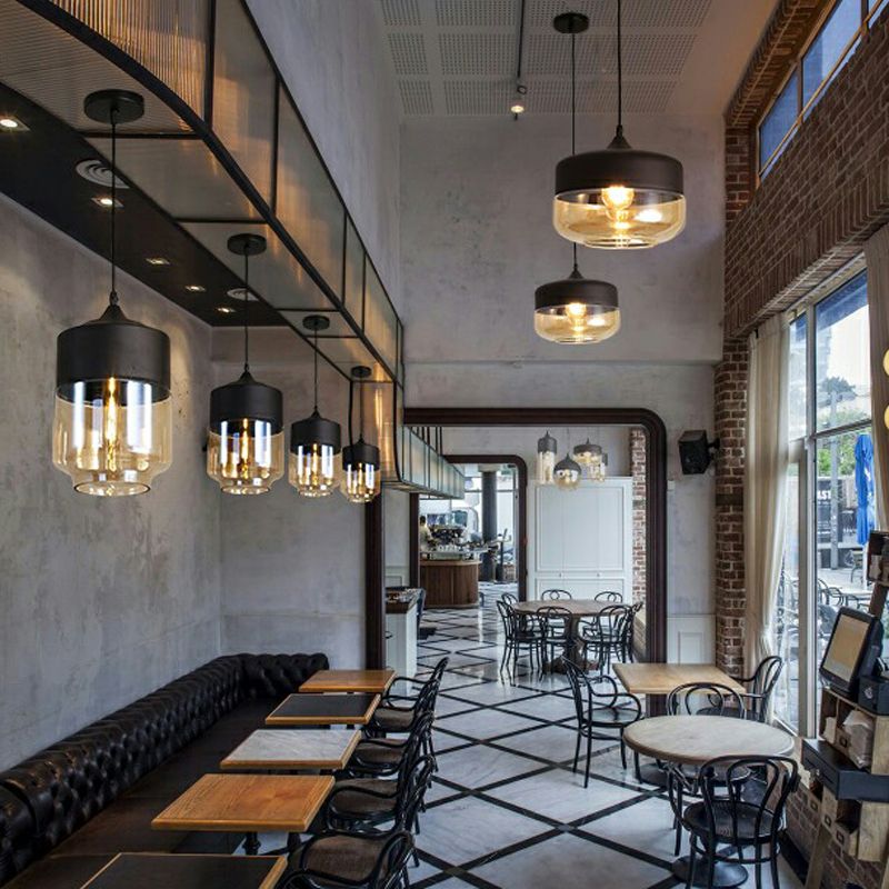 1 Light Pendant Light Fixture Industrial Glass Hanging Pendant Lights for Restaurant