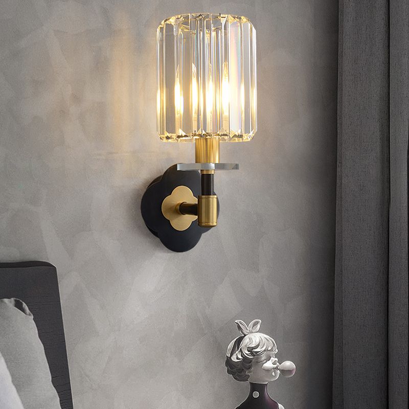 Modern Style Cylinder Wall Light Crystal 1 Light Sconces for Bedroom