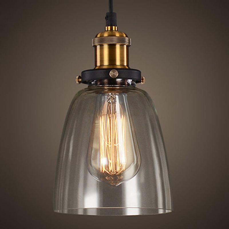 1-Licht-Glasanhängerlampe, industrielles, klares Glas Licht für Wohnzimmer