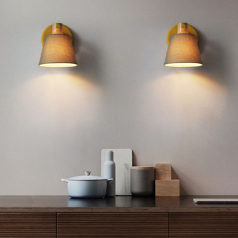 Cone Wall Wall Mount Light Fixture Modern Style Fabric Bedroom Wall Lighting Fixture