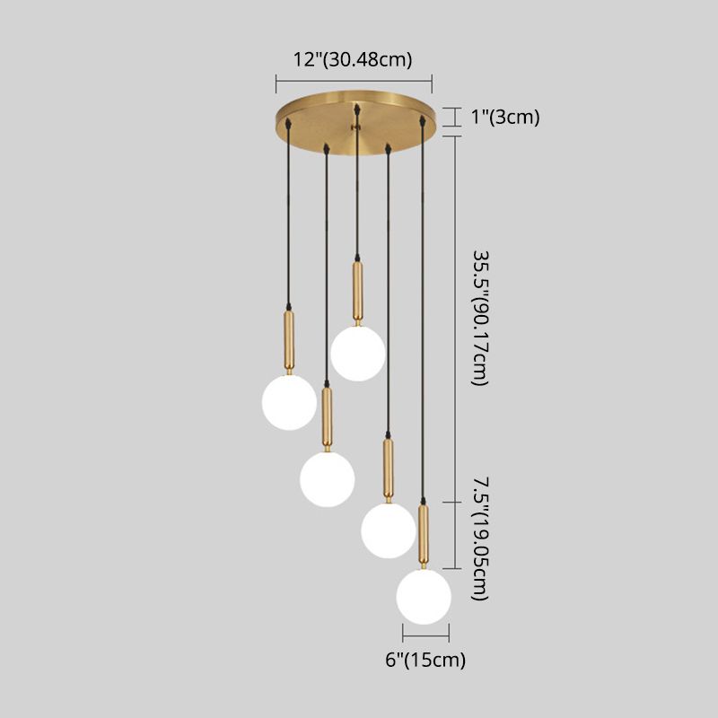Modern Minimalist Multiple Globe Shade Pendant Light Metal Long Hanging Lamp for Living Room