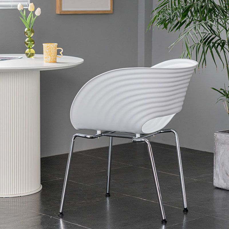 Industrial Style Open Back Dining Side Chair Plastic Dining Armless Chairs with Metal Legs