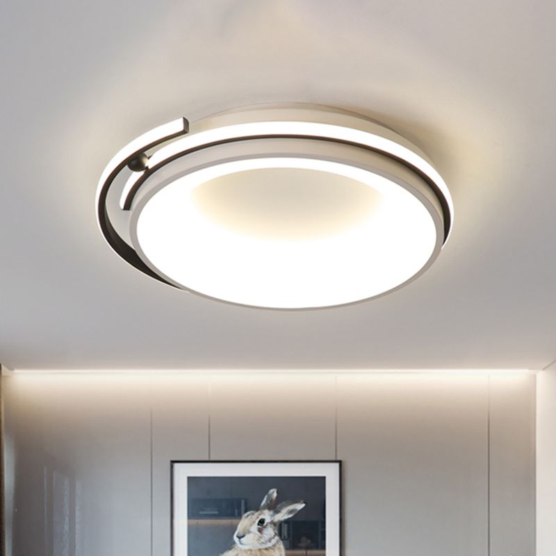 Éclairage LED encastré pour salon avec abat-jour rond en acrylique, lampe contemporaine noire/gris en lumière chaude/blanche/neutre, 12,5"/16"/21,5" de large