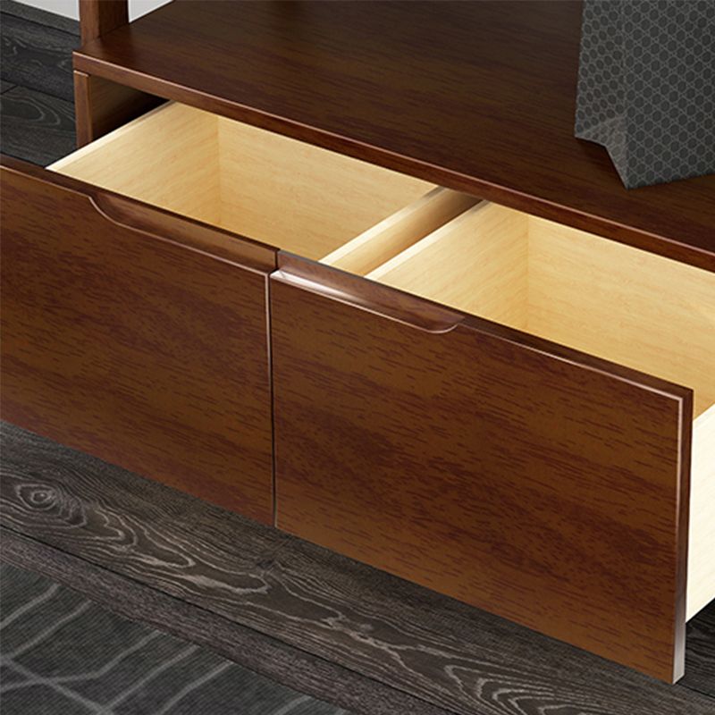 Modern Style Bedroom Wardrobe Movable Wooden Armoire with Drawers