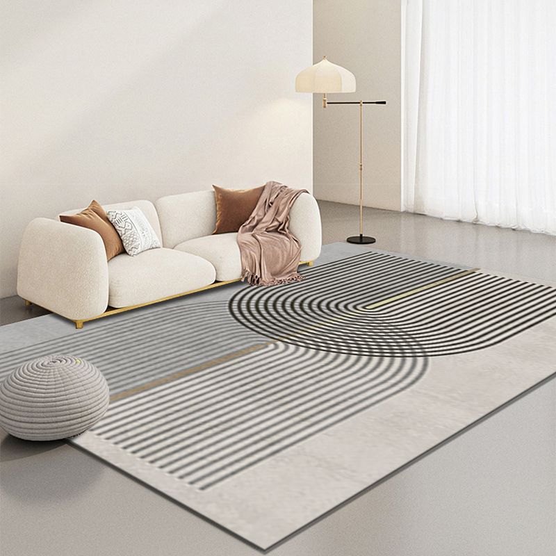 Gray Modern Carpet Polyester Semicircle Carpet Washable Carpet for Home Decor