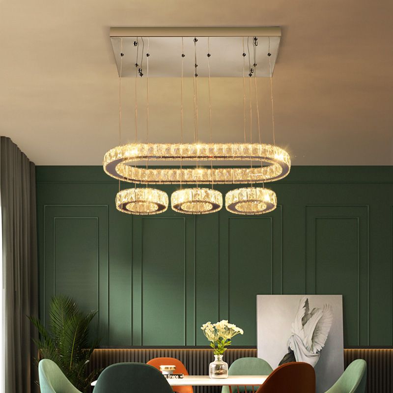 Geometrische eilandverlichting Hedendaagse Crystal Island -lichten in zilver