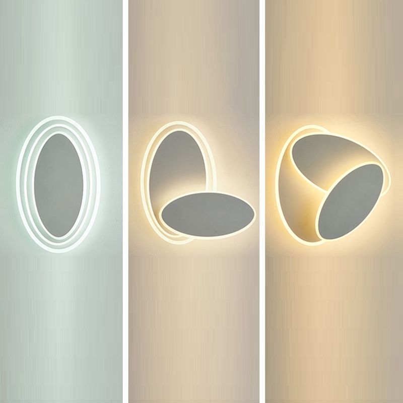 Modern Simple Iron Wall Light Ellipse Shape Rotatable Wall Lamp for Living Room