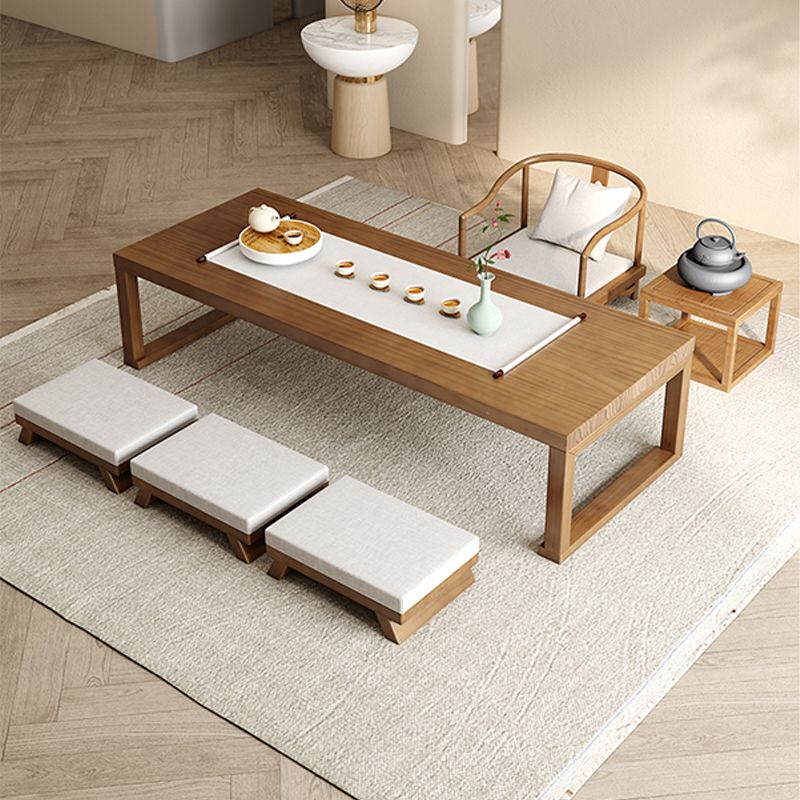 Brone Solid Wood Coffee Table with Sled Legs and Rectangular Top