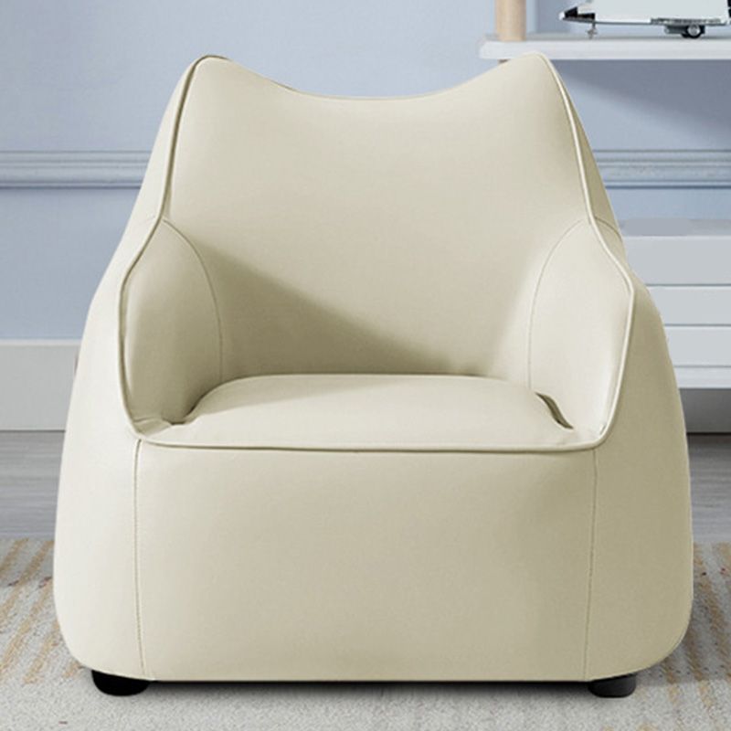 Modern Barrel Chair Genuine Leather Chair with Black Legs for Bedroom