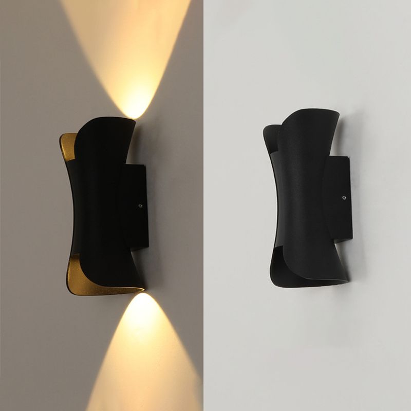 Modern Style Aluminum Wall Mounted Light Fixture 2-Lights Curved Sconce Lighting