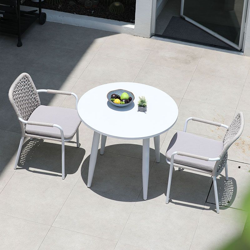 Round White Patio Dining Sets Boho 1/2/3/5/7 Pieces Dining Table Set