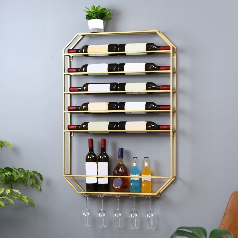 Metal Wall Mounted Wine Rack 27.5"L x 39"H Wine Stemware Holder